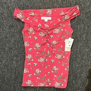 Off the shoulder pink floral top, never worn. Size small
